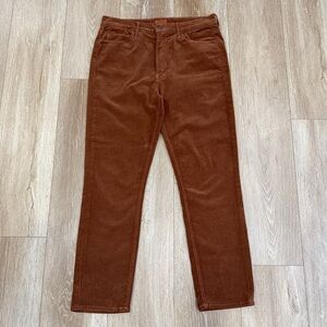 MOTHER The Mid Rise Dazzler Ankle Hopscotch Brown Corduroy Pants 32 Monk's Robe